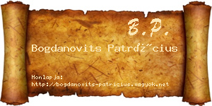 Bogdanovits Patrícius névjegykártya